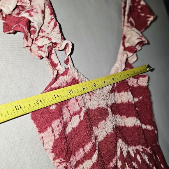 Reggae Tie Dye Mini Dress Cinched Chest Fit And Flare Beachy Boho Indie Vacation - Picture 7 of 11